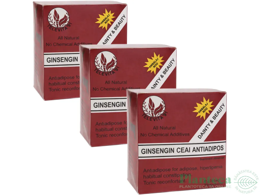 Set Ceai antiadipos ginseng 3x30dz - TELEVITA