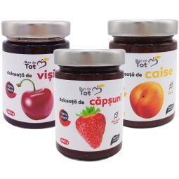 Pachet 3 Dulceturi [Visine+Capsuni+Caise] fara zahar 3x360g - BUN DE TOT