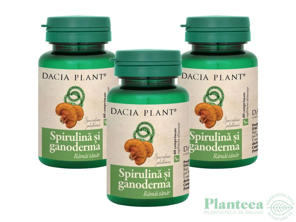 Pachet Spirulina ganoderma 3x60cp - DACIA PLANT