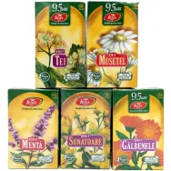 Set 5 Ceaiuri medicinale de baza [musetel, menta, sunatoare, tei, galbenele] 5x20dz - FARES