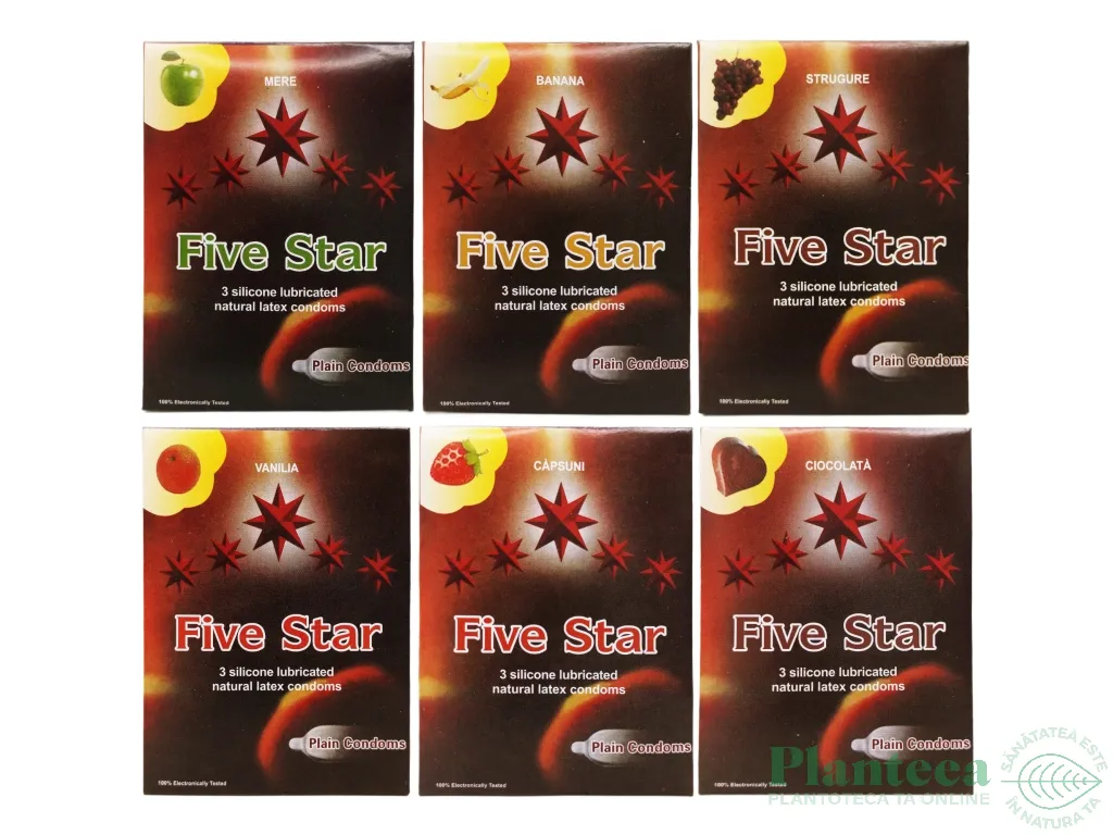 Prezervative latex 6 arome diferite 18b - FIVE STAR