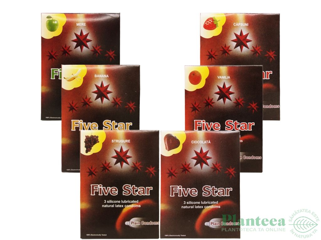 Prezervative latex 6 arome diferite 18b - FIVE STAR