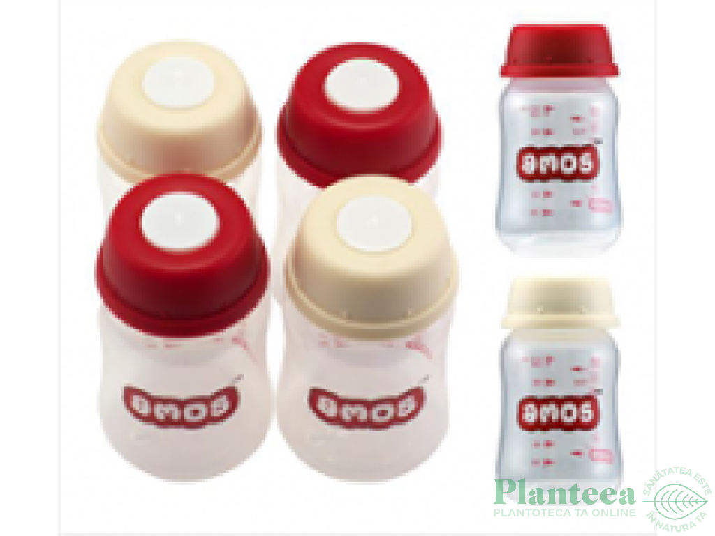 Biberoane stocare lapte matern 4x125ml - AMOS