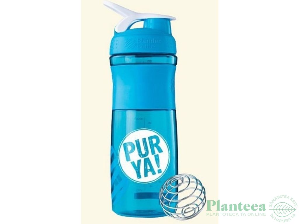 Bidon shaker albastru cu blender 828ml - PUR YA