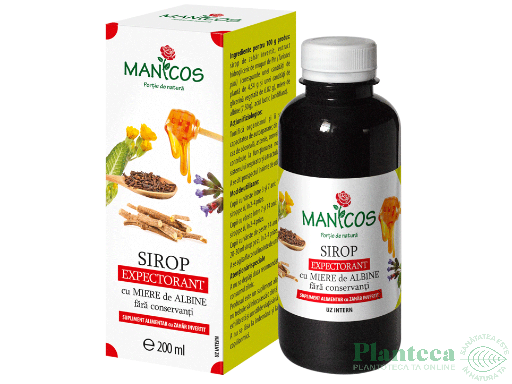 Sirop expectorant lemn dulce cuisoare miere 200ml - MANICOS