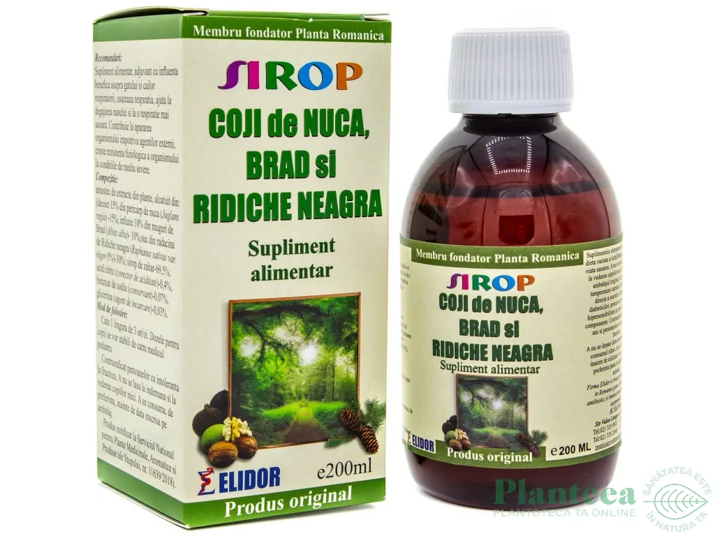 Sirop coji nuca brad ridiche neagra 200ml - ELIDOR
