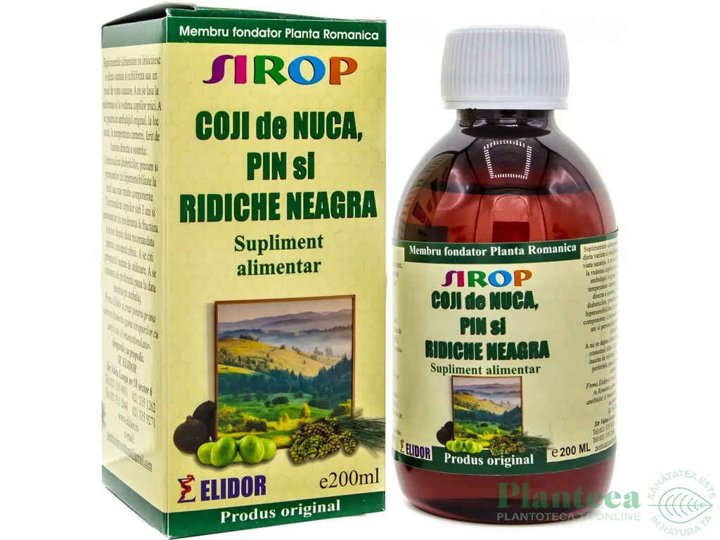 Sirop coji nuca pin ridiche neagra 200ml - ELIDOR