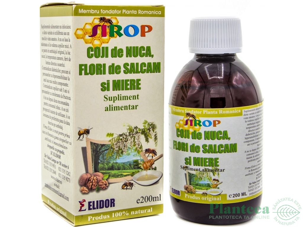 Sirop coji nuca salcam miere 200ml - ELIDOR