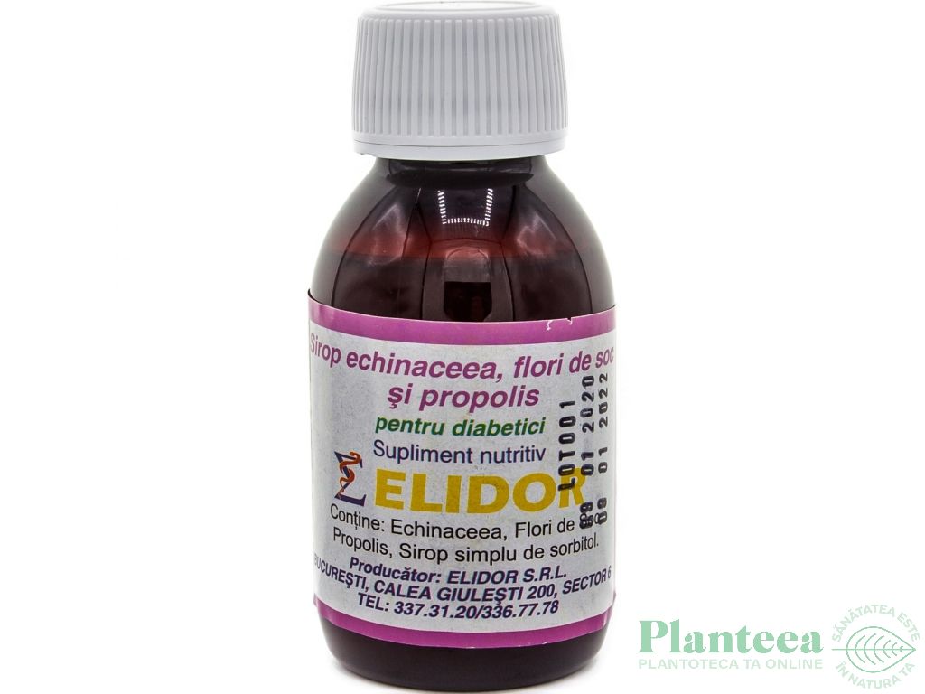 Sirop echinaceea flori soc propolis diabetici 100ml - ELIDOR