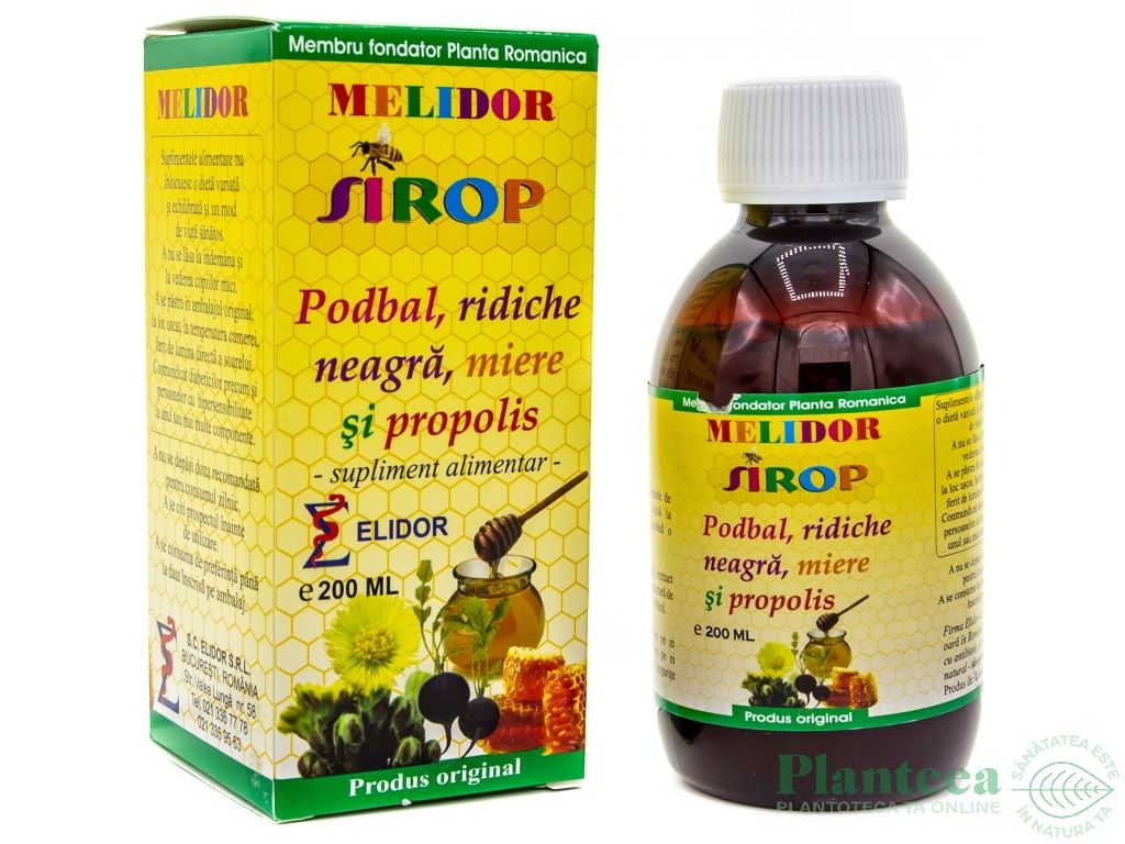 Sirop podbal ridiche neagra miere propolis 200ml - ELIDOR