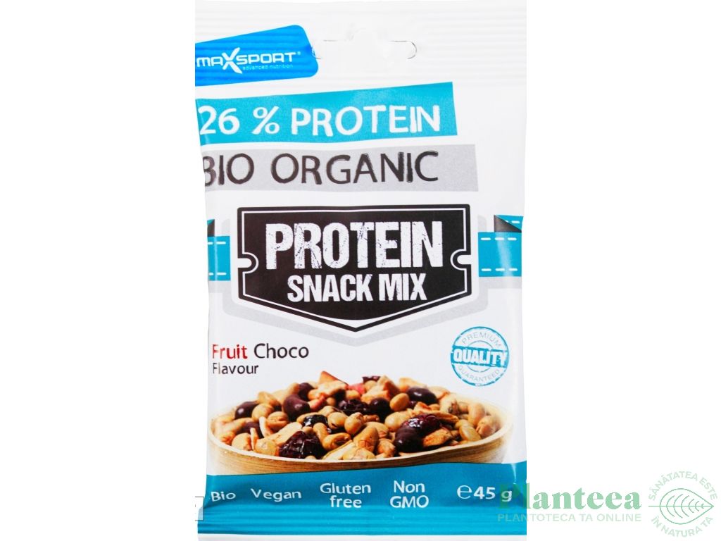 Snacks mix proteic fructe ciocolata eco 45g - MAXSPORT