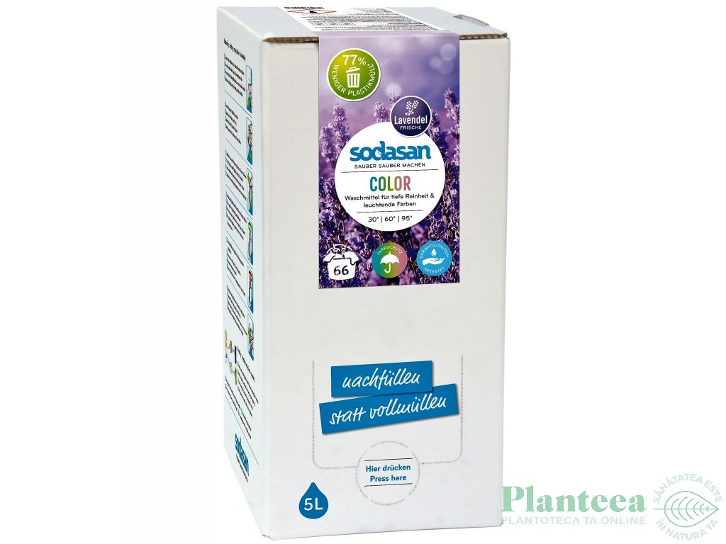 Detergent lichid rufe albe color lavanda 5L - SODASAN