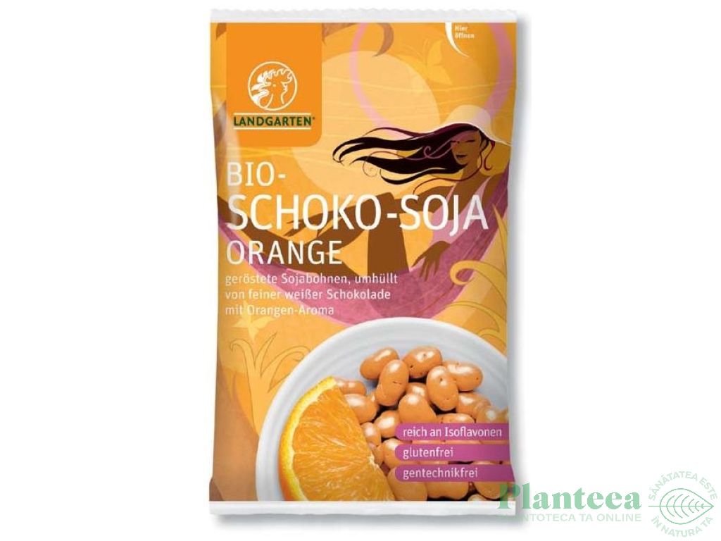 Boabe soia invelite ciocolata alba portocale eco 55g - LANDGARTEN