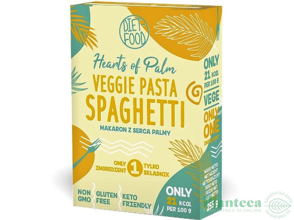 Paste spaghete inima palmier vidate bio 255g - DIET FOOD