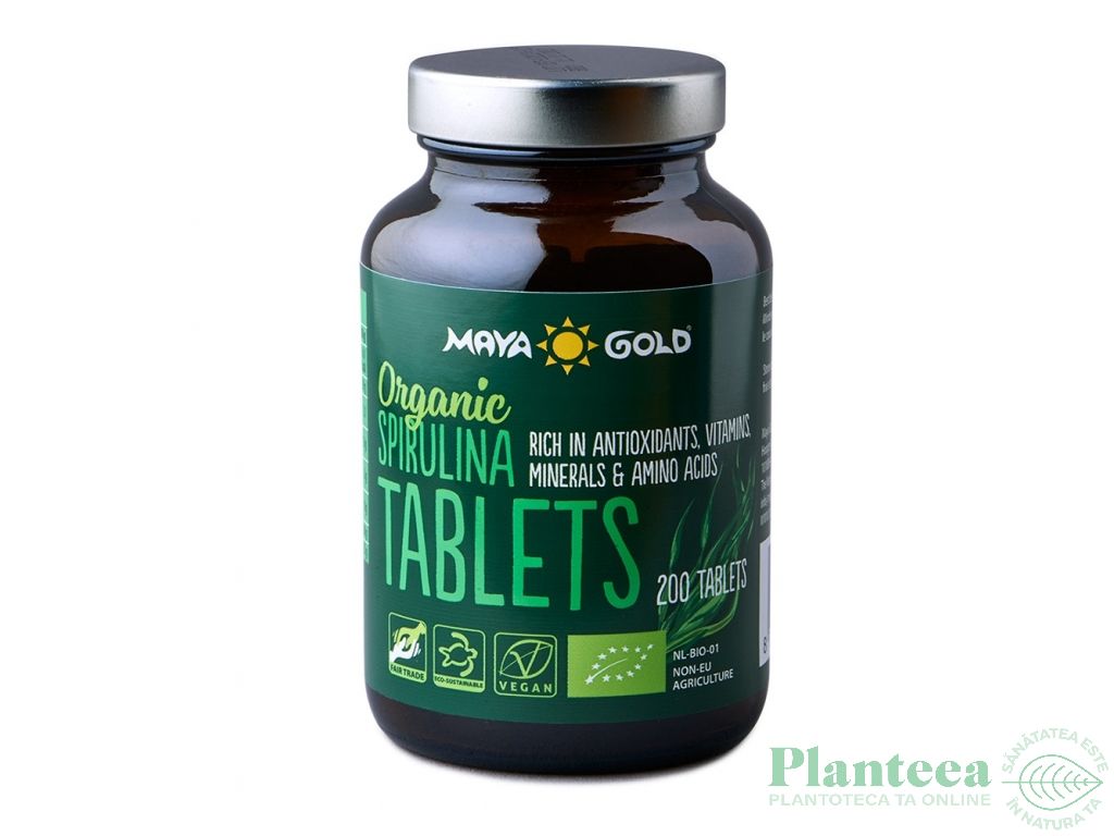 Spirulina organica tablete 500mg 200cp - MAYA GOLD