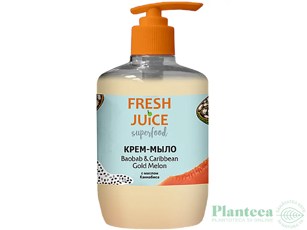 Sapun crema maini baobab pepene galben caraibian 460ml - FRESH JUICE