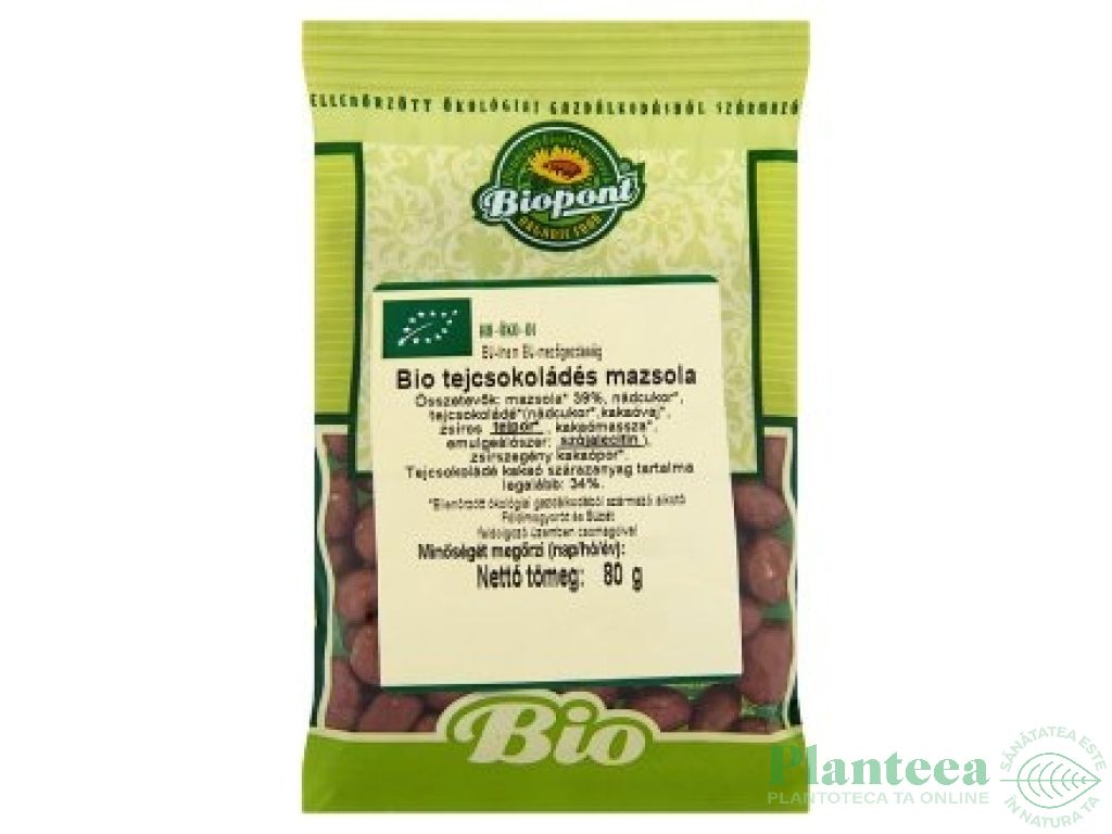 Boabe stafide invelite ciocolata lapte eco 80g - BIOPONT