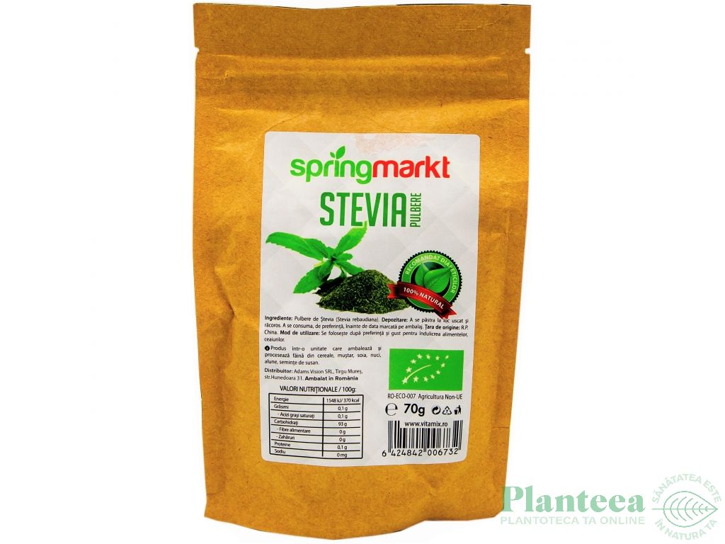 Stevia frunze indulcitor pulbere 70g - SPRINGMARKT