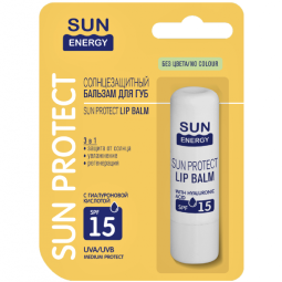 Balsam buze acid hialuronic protectie solara spf15 3,6g - SUN ENERGY