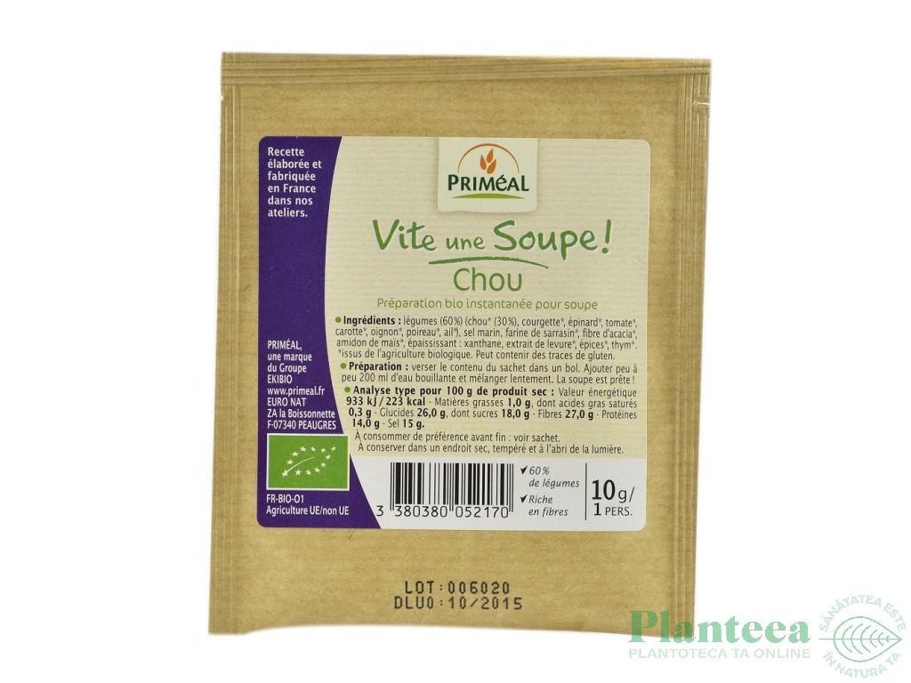 Supa legume varza plic eco 10g - PRIMEAL