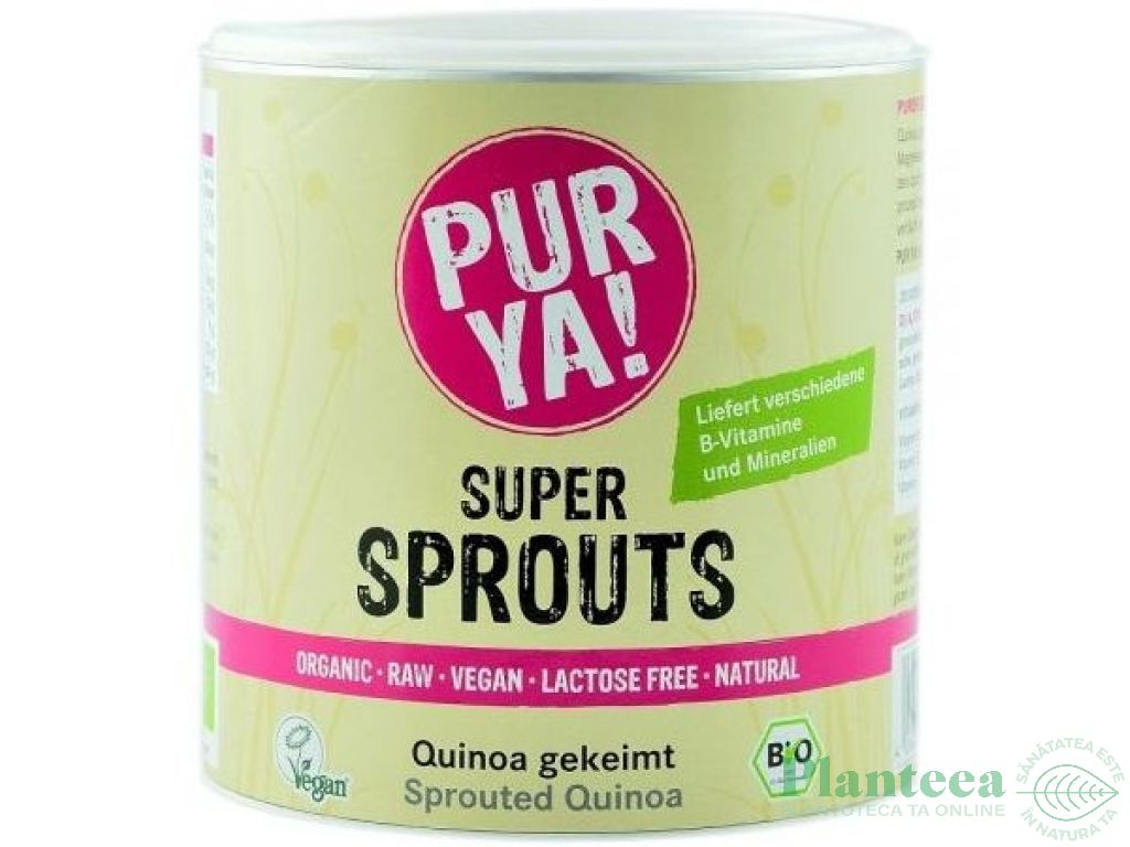 Pulbere quinoa germinata raw Super Sprouts eco 220g - PUR YA