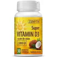 Super vitamina D3 2000ui ulei cocos 30cps - ZENYTH