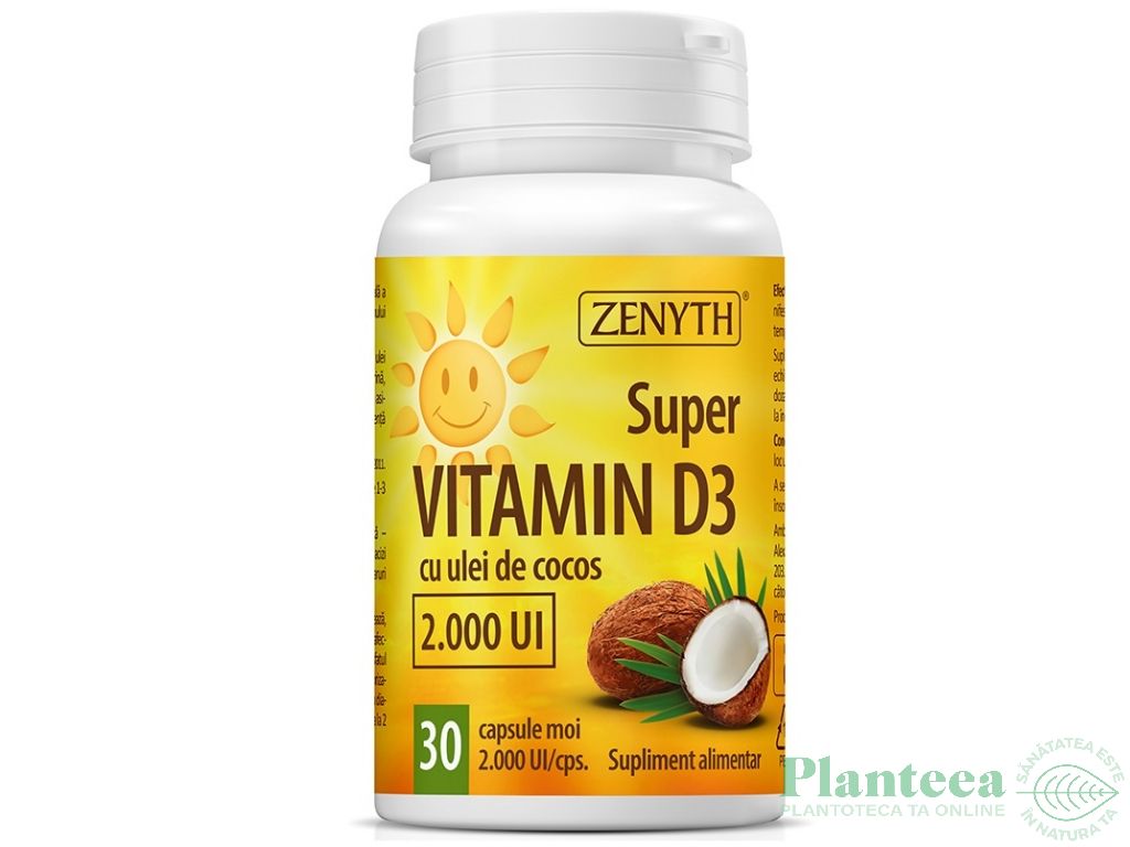 Super vitamina D3 2000ui ulei cocos 120cps - ZENYTH