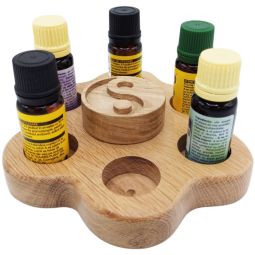 Suport uleiuri esentiale 6orificii lemn stejar difuzor yin yang 1b - DECORATIUNI ALTFEL