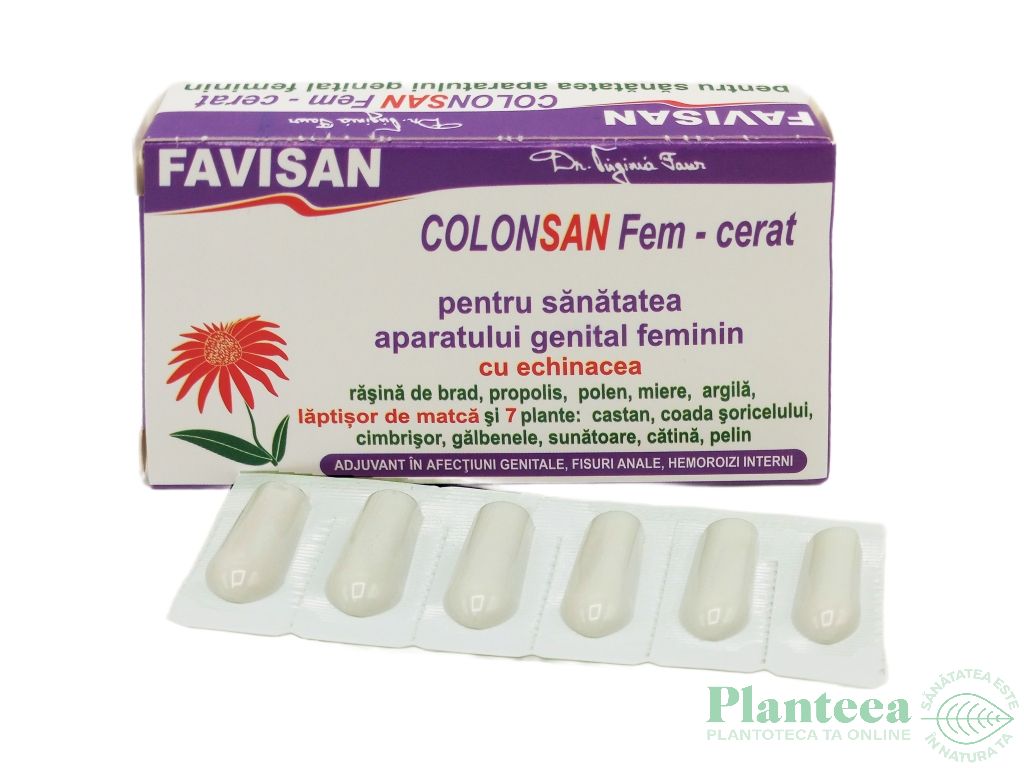 Supozitoare ColonSan Fem cerat echinaceea 7plante 12x1,9g - FAVISAN