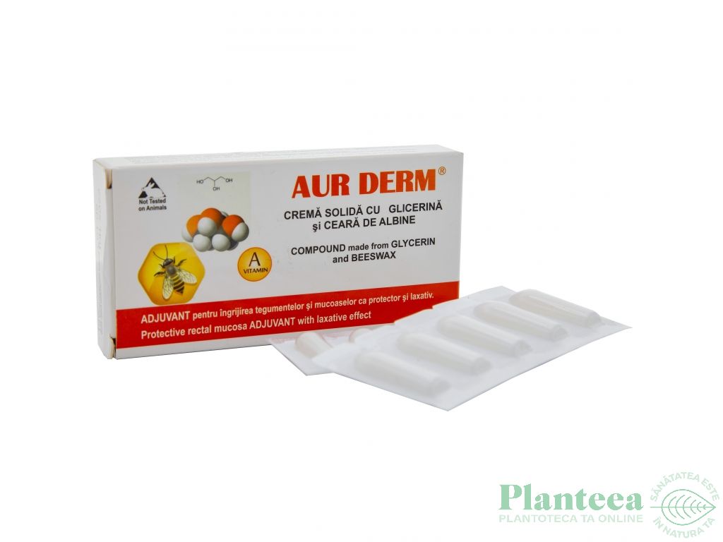 Supozitoare glicerina ceara albine Aur Derm 10x1,5g - LAUR MED