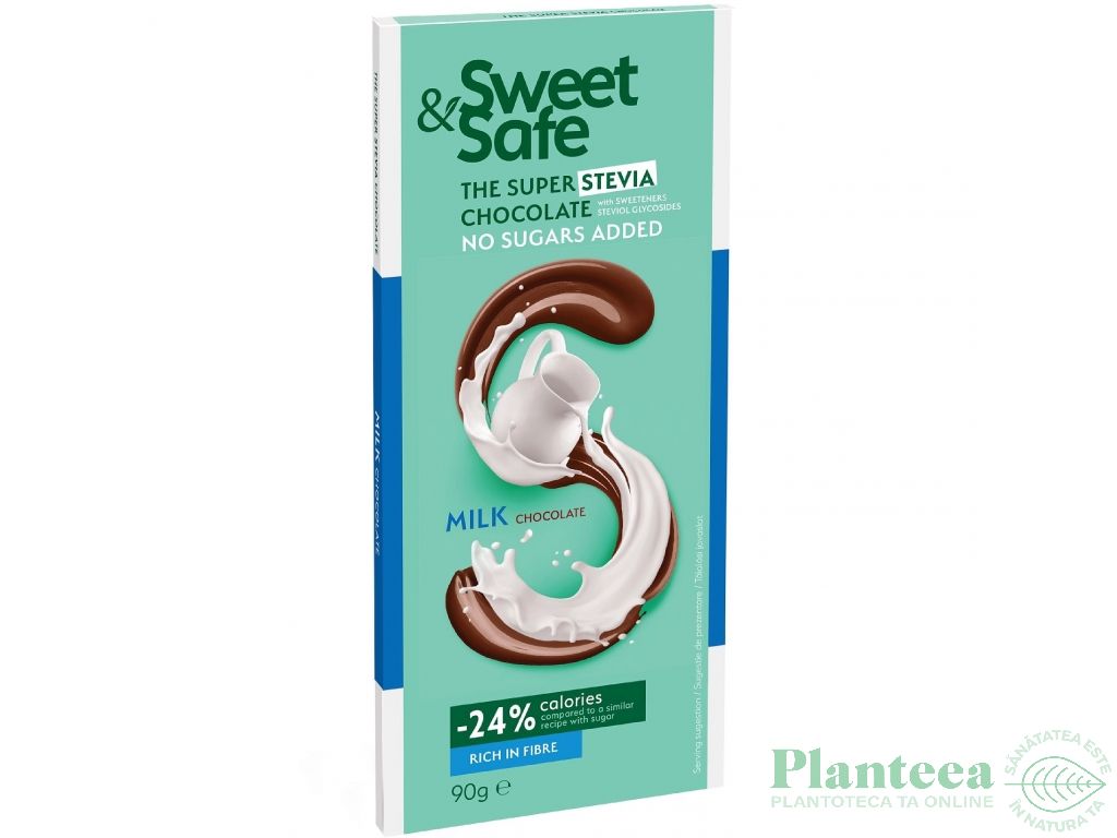 Ciocolata lapte indulcitor stevia 90g - SWEET&SAFE