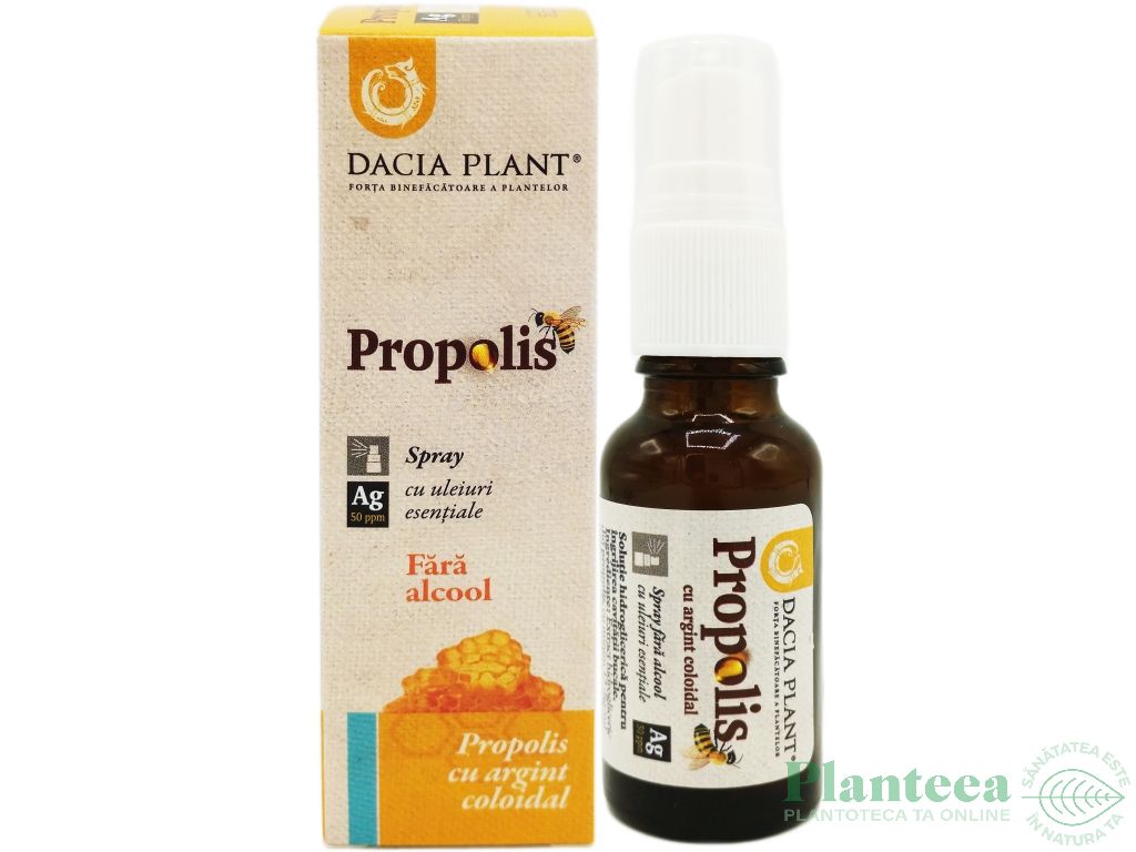 Tinctura propolis argint coloidal uleiuri esentiale fara alcool spray 20ml - DACIA PLANT