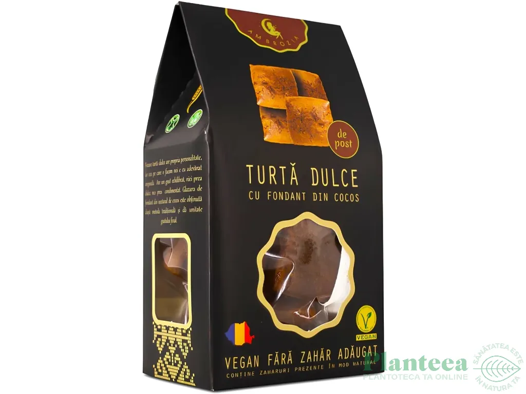 Turta dulce vegana fondant cocos fara zahar 130g - AMBROZIA