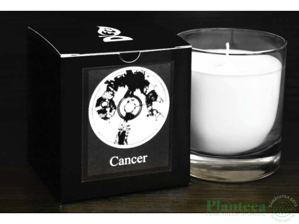 Candela sticla ceara soia Zodiac Cancer 130g - D`ECO