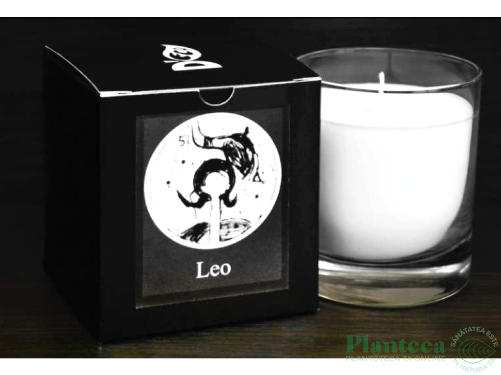 Candela sticla ceara soia Zodiac Leo 130g - D`ECO