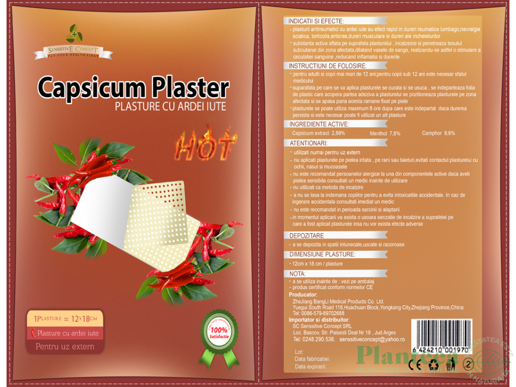 Plasture antireumatic capsicum {12x18cm} 1b - ZHEJIANG