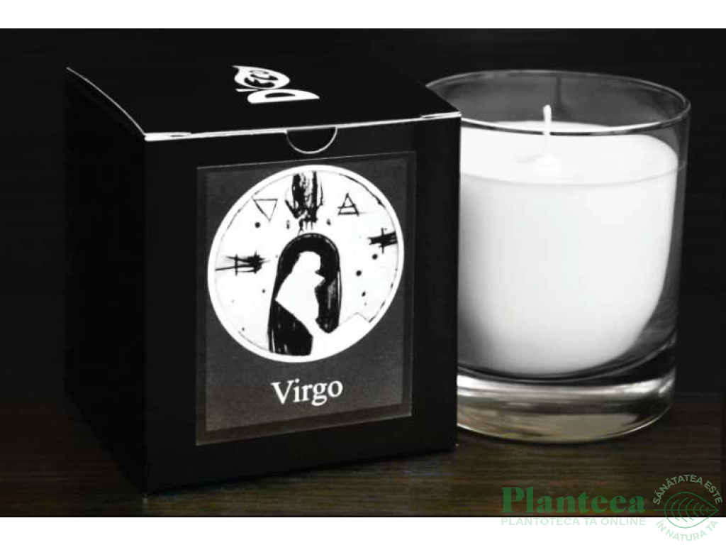 Candela sticla ceara soia Zodiac Virgo 130g - D`ECO