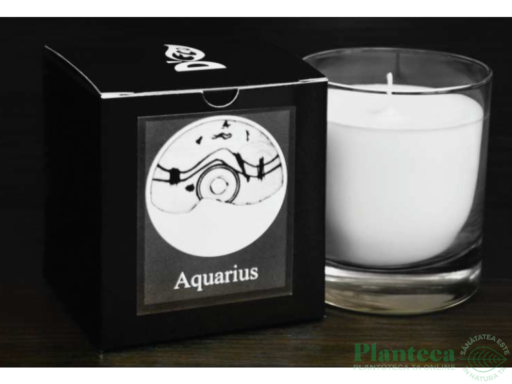 Candela sticla ceara soia Zodiac Aquarius 130g - D`ECO