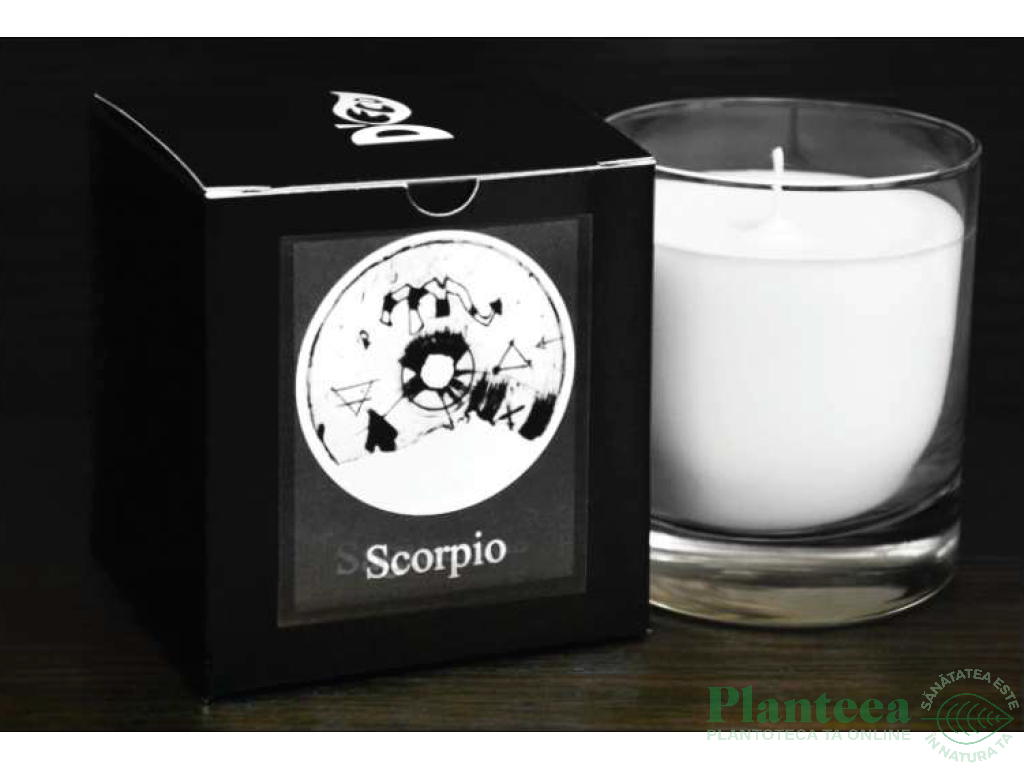 Candela sticla ceara soia Zodiac Scorpio 130g - D`ECO