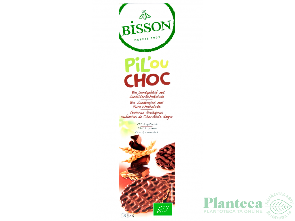 Biscuiti cereale inveliti ciocolata neagra eco 150g - BISSON