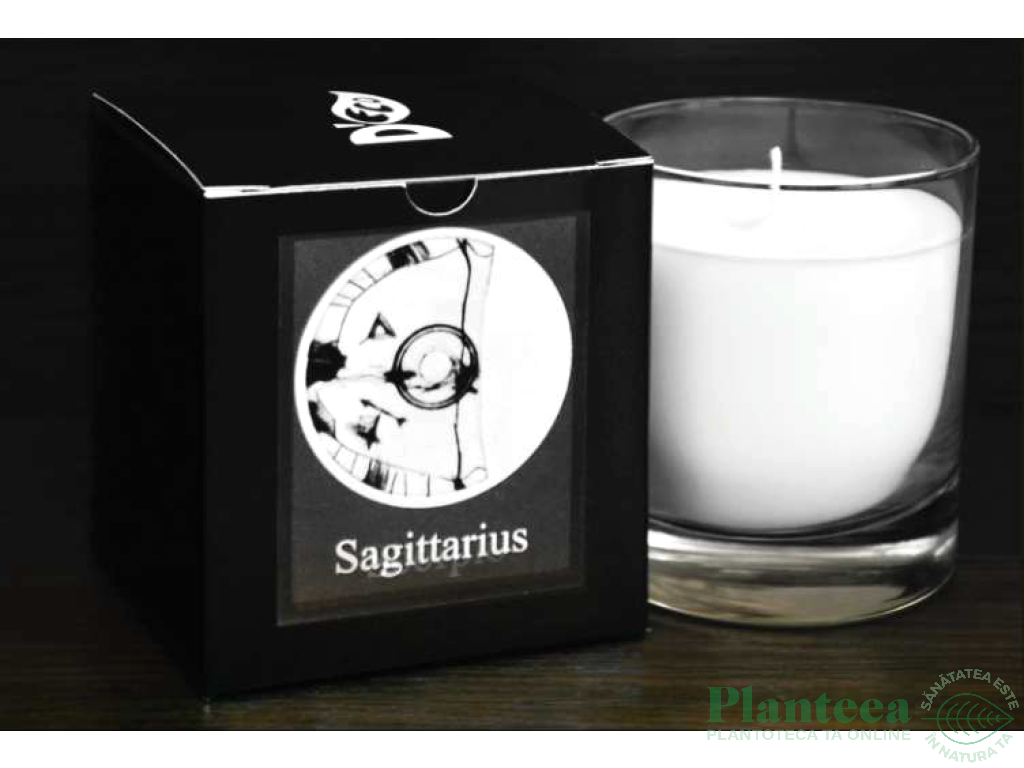 Candela sticla ceara soia Zodiac Sagittarius 130g - D`ECO