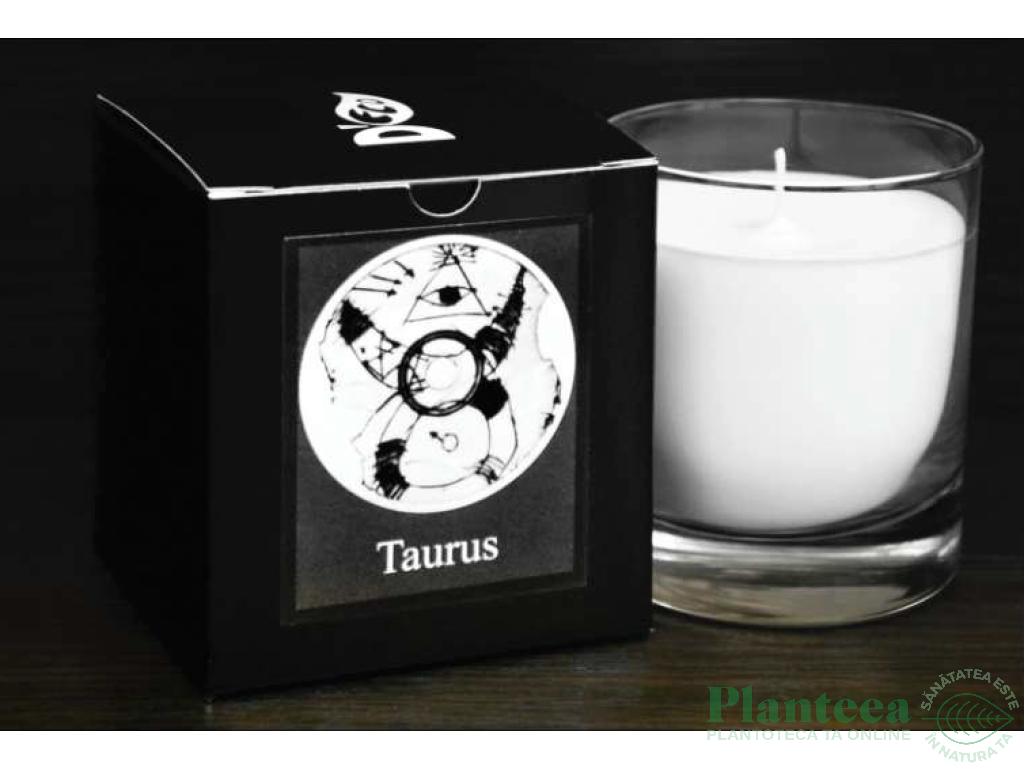 Candela sticla ceara soia Zodiac Taurus 130g - D`ECO