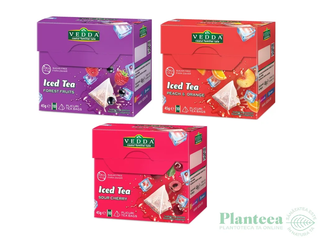 Set Ceai rece [Iced Tea] cu fructe 3 sortimente piramide 3x10dz - VEDDA