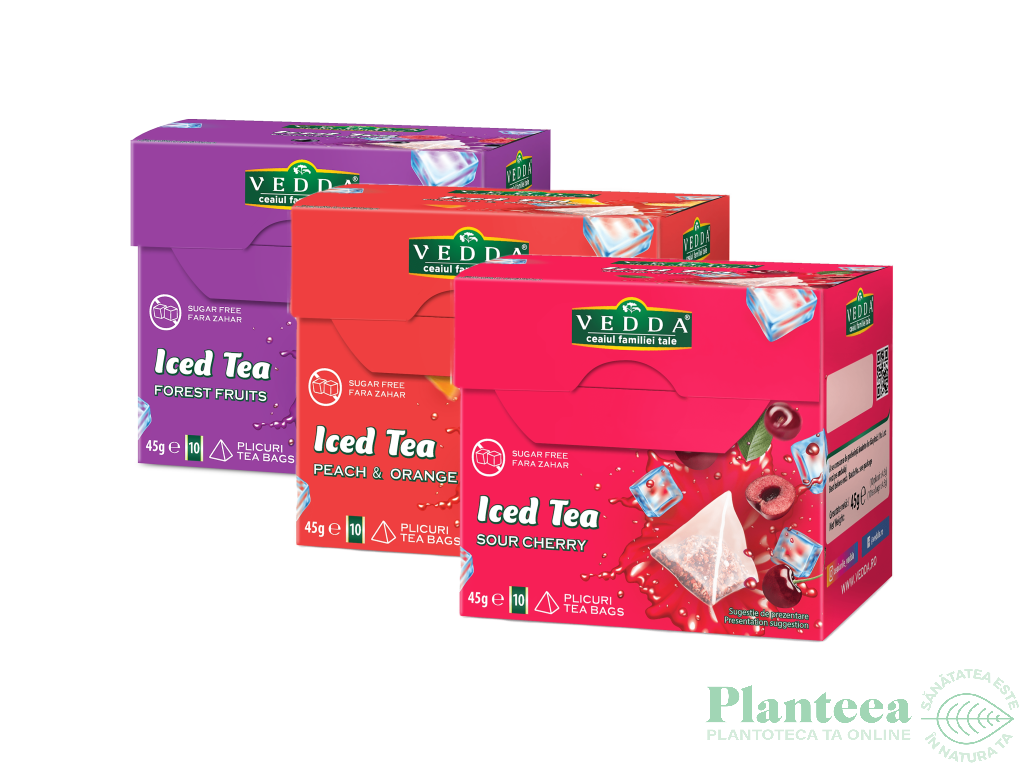 Pachet Ceai rece [Iced Tea] cu fructe 3 sortimente piramide 3x10dz - VEDDA