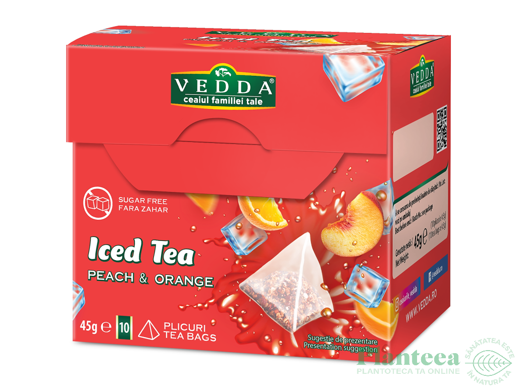 Ceai rece [Iced Tea] cu piersici portocale piramide 10x4,5g - VEDDA