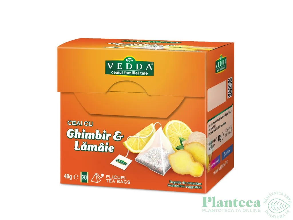 Ceai cu ghimbir lamaie piramide 20x2g - VEDDA