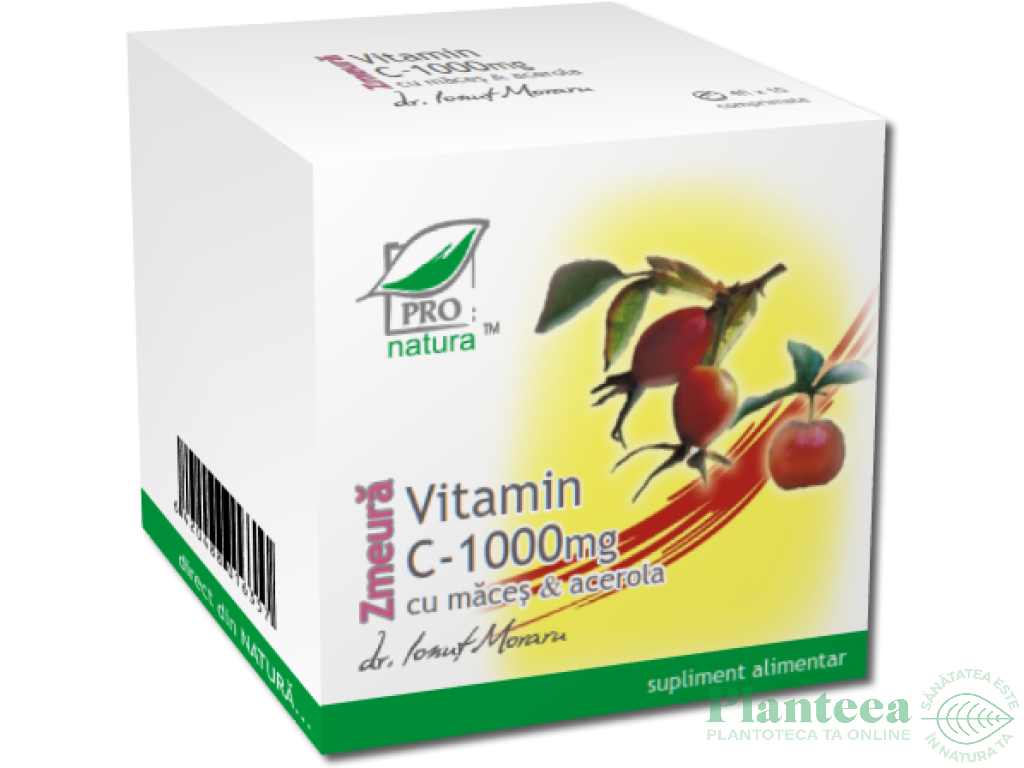 Vitamina C 1000mg maces acerola zmeura 10cp - MEDICA