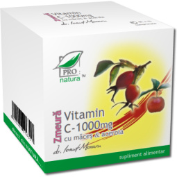 Vitamina C 1000mg maces acerola zmeura 10cp - MEDICA