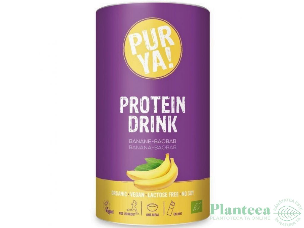 Pulbere Drink Protein vegan banana baobab eco 550g - PUR YA