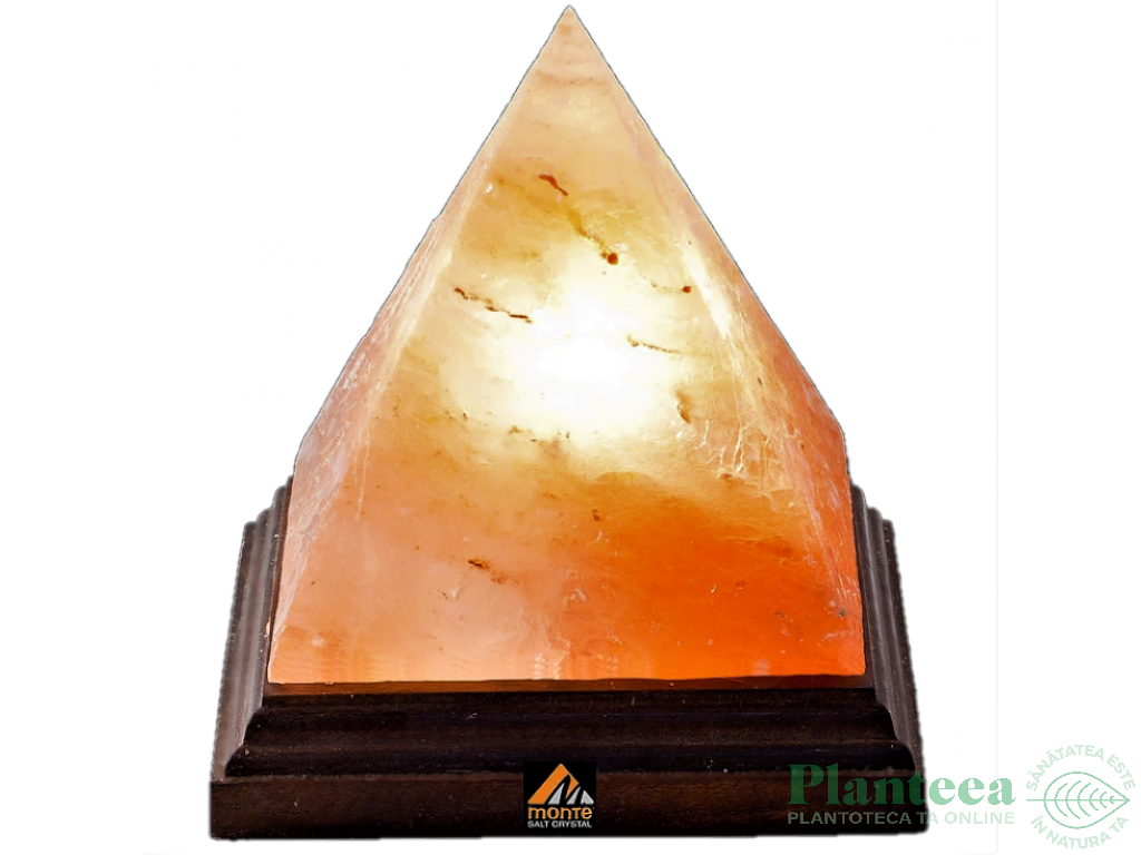 Veioza sare himalaya Piramida suport lemn 3kg - MONTE SALT CRYSTAL